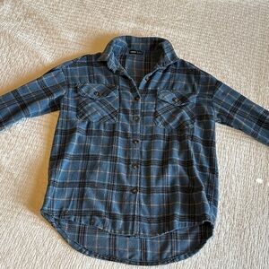 SHEIN Blue Plaid Button Down Shirt